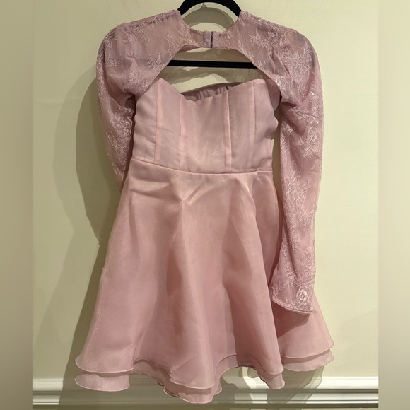 Oh Polly NWT CLAUDETTE Long Sleeve Tulle Skirt Mini Dress in Dusty Pink Size 4 - Picture 6 of 11